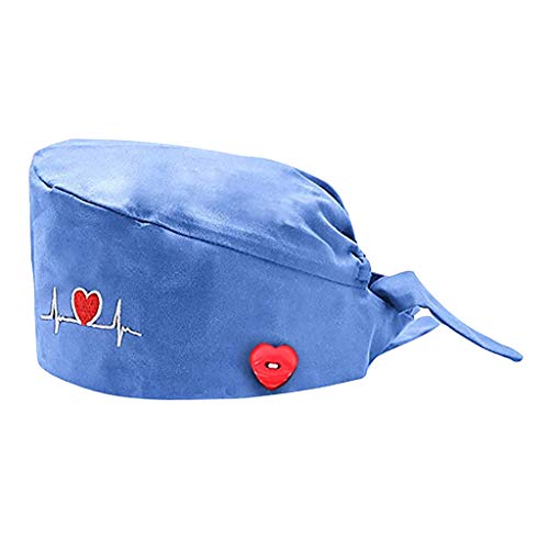 Riou Gorro Quirofano para Hombres y Mujeres Gorro de Enfermería Médico para Pelo Largo Reutilizable Gorro Quirúrgico Algodón Vendaje Ajustable Gorro de Cirugía