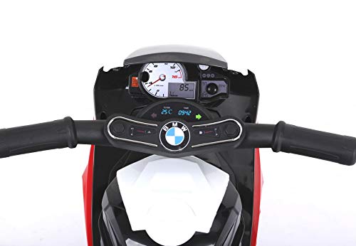 RIRICAR BMW S 1000 RR Triciclo eléctrico, Motocicleta con batería, 3 Ruedas, con Licencia, 1x Motor, batería de 6V, Negro