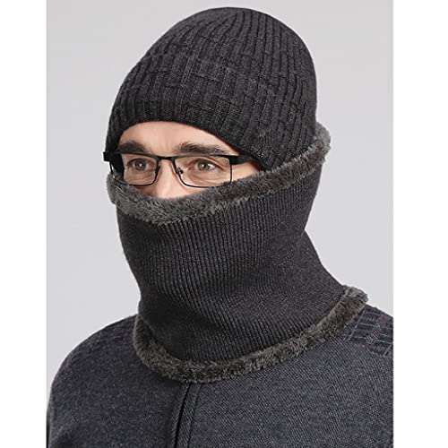 RKL Hecha De Punto Más Terciopelo, Sombrero De Hombre, Invierno, Tapa De Hombre Caliente, Más Antiguo/Padre/Abuelo Sombrero De Invierno (Color : Gray+Scarf, tamaño : One Size)