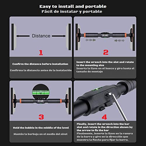 Roar® Barra de Dominadas Profesional, Barra Dominadas Puerta Multifuncional para Ejercicios en Casa, Barra Dominadas Fija Sin Tornillos, Barra para Dominadas Pared Pullup, Barra Multifuncional Suelo