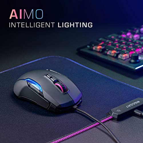 Roccat Kone AIMO - Ratón para videojuegos (alta precisión, sensor óptico Owl-Eye de 100 a 12.000 DPI) schwarz(remastered)