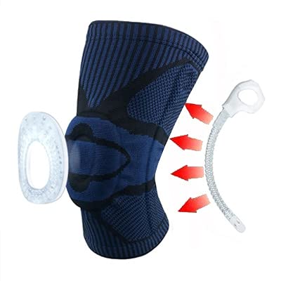 Rodilleras de Silicona Tejida con Soporte para Voleibol, Baloncesto, menisco, Protector, Rodilleras Deportivas - HX053 Drak Azul, L