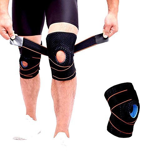 Rodilleras Deportiva Ajustable Rodillera Menisco y Ligamentos Antideslizante Soporte de Rodilla para Hombres y Mujeres Apoyo para Correr Voleibol Béisbol Baloncesto(naranja)