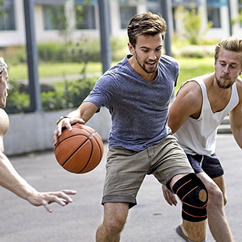 Rodilleras Deportiva Ajustable Rodillera Menisco y Ligamentos Antideslizante Soporte de Rodilla para Hombres y Mujeres Apoyo para Correr Voleibol Béisbol Baloncesto(naranja)