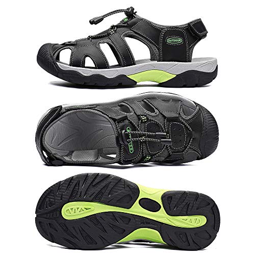 Rokiemen Sandalias de Cuero al Aire Libre de Los Hombres Verano Playa Senderismo Zapatos Trekking Casual Zapatos de Montaña