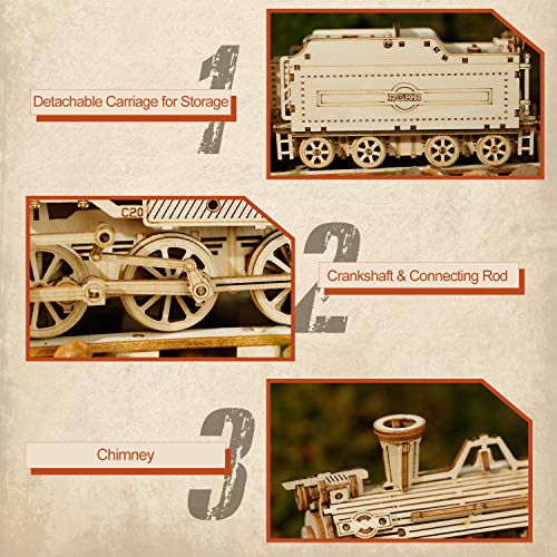 ROKR Tren Madera Maquetas para Construir - Maquetas para Montar - Set de Construcción Puzzle 3D para niños y Adultos (Prime Steam Express)