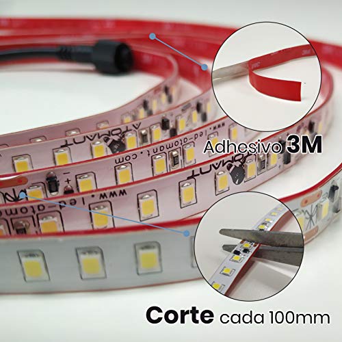 Rollo de 5 metros de Tira de Luz LED Directa a 220v. Color Blanco Frio (6500K). Impermeable. Corte cada 10cm.