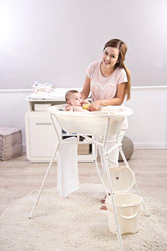 Rotho Babydesign TOP Cubo para pañales, Tapa abatible, 11 l, A partir de 0 meses, TOP, Pearl White/Cream, 200020100