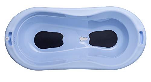 Rotho Babydesign TOP Xtra Gran bañera, Con 2 Alfombrillas antideslizantes y tapón, Ideal para 2 niños, 0-36 meses, Sky Blue (Azul celeste), 20500 0289