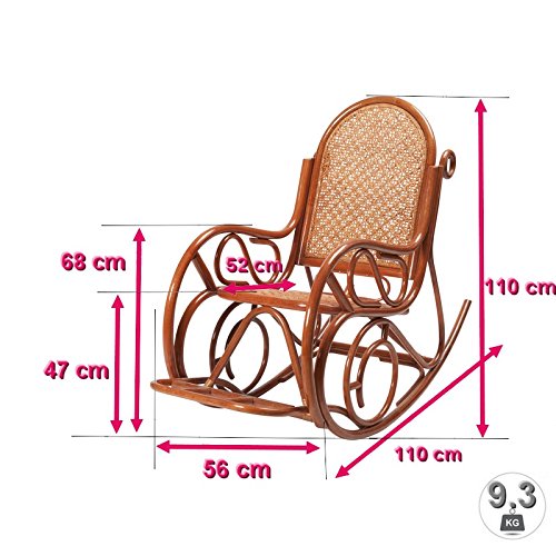 Rotin Design Venta Flash: Mecedora Evissa de ratán Marron, Moderna y Barata