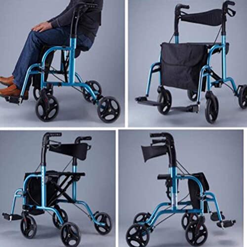 RRFZ Rollator Walker Silla de Ruedas Convertible, Bandeja de bastón de Mano y Bolsa - Ayuda de Movilidad para Adultos, Ancianos y discapacitados - (ayudas de Movilidad)