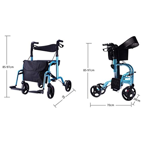 RRFZ Rollator Walker Silla de Ruedas Convertible, Bandeja de bastón de Mano y Bolsa - Ayuda de Movilidad para Adultos, Ancianos y discapacitados - (ayudas de Movilidad)