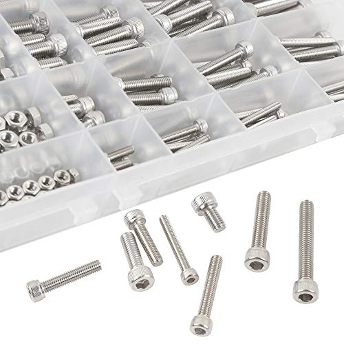 Rshuhx M3 M4 M5 M6 Tornillos de Cabeza Hexagonal Acero Inoxidable 304 Tornillos y Tuercas Tornillos de Cabeza Cilíndrica Kit de Surtido de Sujetadores de Máquina