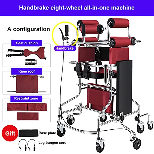 RSTJ-Sjef Soporte Multifunción para Andadores, Soporte para Caminar, Marco De Soporte De 8 Ruedas con Asiento, Freno De Mano Y Altura Ajustable, ​Soporte De Patín para Discapacitados,Man