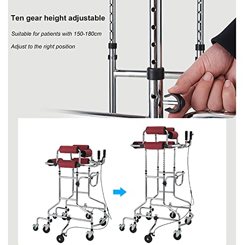 RSTJ-Sjef Soporte Multifunción para Andadores, Soporte para Caminar, Marco De Soporte De 8 Ruedas con Asiento, Freno De Mano Y Altura Ajustable, ​Soporte De Patín para Discapacitados,Man