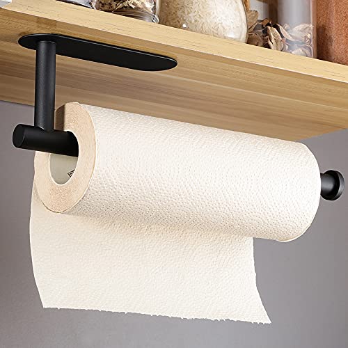 RUICER Portarollos Cocina - Porta Rollos Papel Cocina Sin Taladro Portarrollos Papel Cocina Adhesivo Acero Inoxidable, Negro