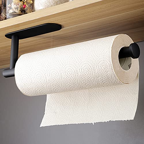 RUICER Portarollos Cocina - Porta Rollos Papel Cocina Sin Taladro Portarrollos Papel Cocina Adhesivo Acero Inoxidable, Negro