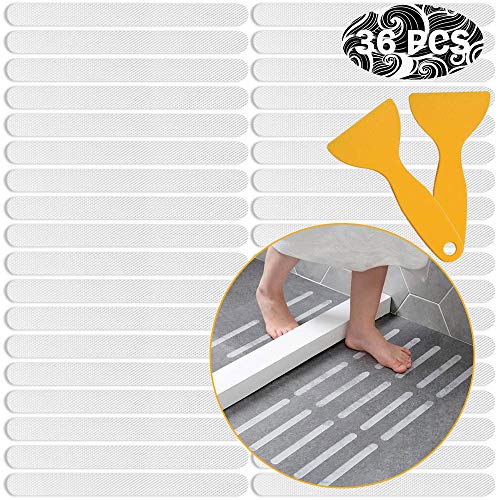 Ruitena - 36 Pegatinas de Tira Antideslizante, Pegatinas de Agarre Antideslizante, Almohadillas Antideslizantes para Suelo de bañera y Ducha (20 mm x 200 mm)