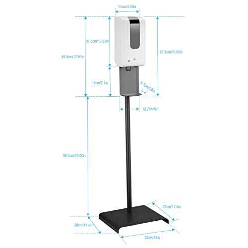 S SMAUTOP Soporte para dispensador de desinfectante de Manos, Soporte de Suelo para dispensador de desinfectante de Altura Ajustable con dispensador de jabón de 1200 ml