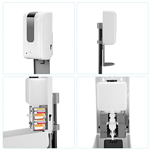 S SMAUTOP Soporte para dispensador de desinfectante de Manos, Soporte de Suelo para dispensador de desinfectante de Altura Ajustable con dispensador de jabón de 1200 ml