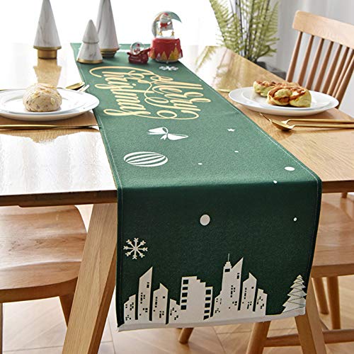 S-TROUBLE Estilo nórdico Feliz Navidad rectángulo Camino de Mesa Letras Impresas Rojo Verde Mantel para hogar Cocina Fiesta Navidad decoración de Vacaciones