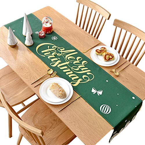 S-TROUBLE Estilo nórdico Feliz Navidad rectángulo Camino de Mesa Letras Impresas Rojo Verde Mantel para hogar Cocina Fiesta Navidad decoración de Vacaciones