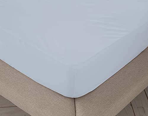 Sábana Bajera Ajustable Celeste 100% algodón Cama de 105 cm (105x190/200 cm)