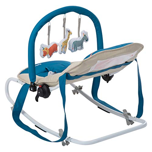 Safety 1st Koala - Hamaca bebé reclinable con Funcion mecedora y Arco de juego, Desde el nacimiento hasta los 6 meses (hasta 9 kg), Ligera, plegable y compacta, Color Happy Day 2