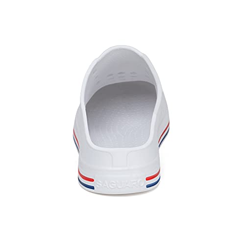 SAGUARO Hombre Mujeres Zuecos Playa Piscina Sanitarios Enfermera Goma Verano Zapatillas de Trabajo Sandalias Blanco Gr.45