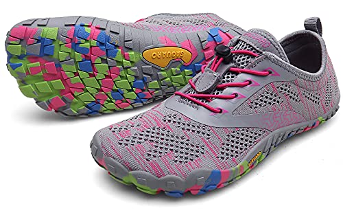 SAGUARO Mujer Barefoot Zapatillas de Trail Running Minimalistas Zapatillas de Deporte Fitness Gimnasio Caminar Zapatos Descalzos para Correr en Montaña Asfalto Escarpines de Agua, Rosa, 37 EU