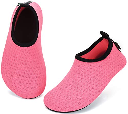 SAGUARO Niños Niñas Zapatos de Agua Calcetines Zapatillas de Deporte Descalzos Aire Libre Snorkel Deportes Acuáticos Escarpines Piscina Playa Yoga Secado Rápido,Mesh Rosa 34/35 EU