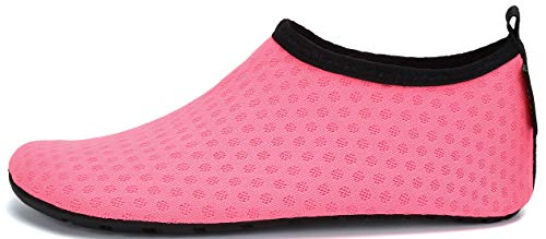 SAGUARO Niños Niñas Zapatos de Agua Calcetines Zapatillas de Deporte Descalzos Aire Libre Snorkel Deportes Acuáticos Escarpines Piscina Playa Yoga Secado Rápido,Mesh Rosa 34/35 EU