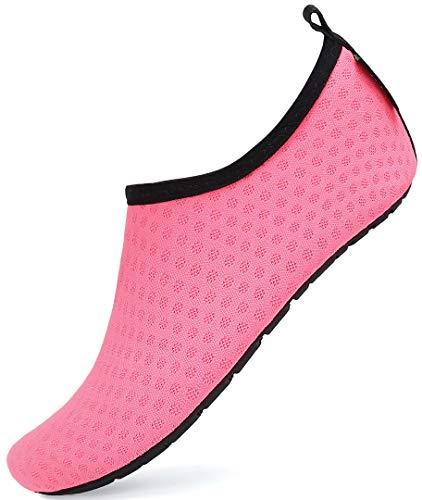 SAGUARO Niños Niñas Zapatos de Agua Calcetines Zapatillas de Deporte Descalzos Aire Libre Snorkel Deportes Acuáticos Escarpines Piscina Playa Yoga Secado Rápido,Mesh Rosa 34/35 EU