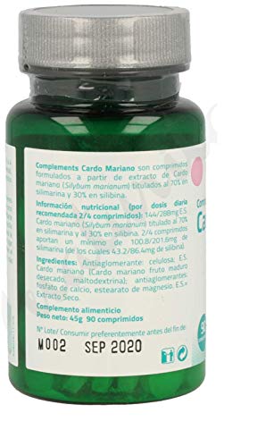 SAKAICardo Mariano 180 comprimido (dos botes 90+90) sin aditivos, extracto seco de Silimarina, depurativo limpiador y desintoxicante natural para el hígado, 70% Silimarina titulado + 30% Silibina.