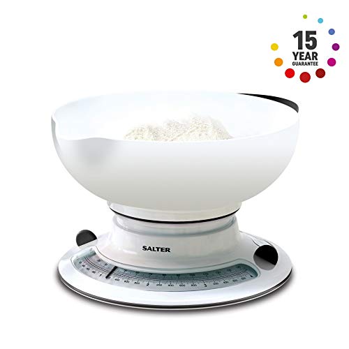 Salter 800WHBKDR Bascula de Cocina Blanca Amplio Contenedor, Aquatronic