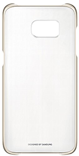 Samsung Clear Cover - Funda para Samsung Galaxy S7 Edge, transparente con esquinas de metal, color dorado