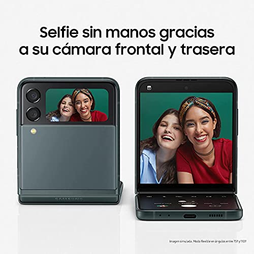 Samsung Galaxy Z Flip3 5G – Plegable, pantalla 6,7” (AMOLED FHD+, 8GB RAM + 128GB almacenamiento, doble cámara trasera, 3300 mAh carga rápida 25W) Verde [Versión ES] + Wireless Charger Dúo