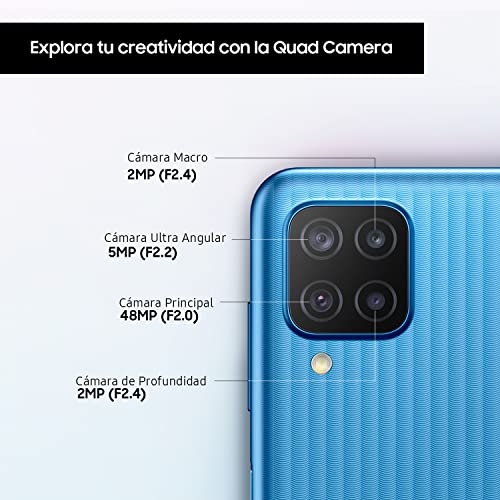 Samsung Smartphone Galaxy M12 con Pantalla Infinity-V TFT LCD de 6,5 Pulgadas, 4 GB de RAM y 128 GB de Memoria Interna Ampliable, Batería de 5000 mAh y Carga rápida Azul (ES Versión)