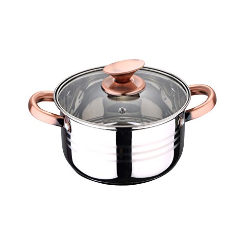 San Ignacio Premium Nona - Bateria de cocina de 4 piezas, acero inoxidable, 1.9L-2.7L-3.5L-5.1L, apta para todo tipo de cocinas incluido inducción, Cobre