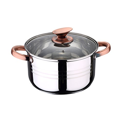 San Ignacio Premium Nona - Bateria de cocina de 4 piezas, acero inoxidable, 1.9L-2.7L-3.5L-5.1L, apta para todo tipo de cocinas incluido inducción, Cobre