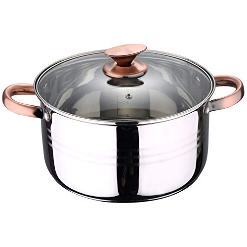 San Ignacio Premium Nona - Bateria de cocina de 4 piezas, acero inoxidable, 1.9L-2.7L-3.5L-5.1L, apta para todo tipo de cocinas incluido inducción, Cobre