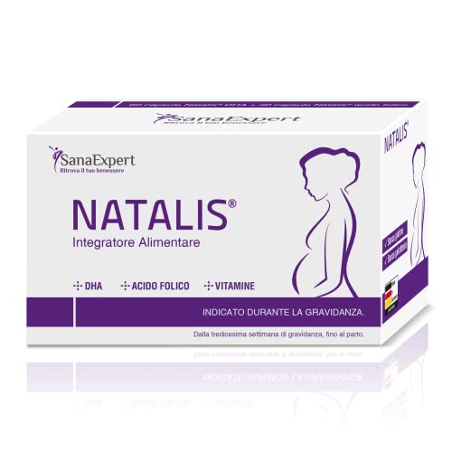 SanaExpert Natalis | SUPLEMENTO PARA EL EMBARAZO | con ácido fólico, hierro, DHA, vitaminas y nutrientes esenciales (90 cápsulas).