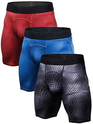 SANANG - Mallas de compresión para hombre, 3 unidades Points Noirs + Rouge + Bleu XL