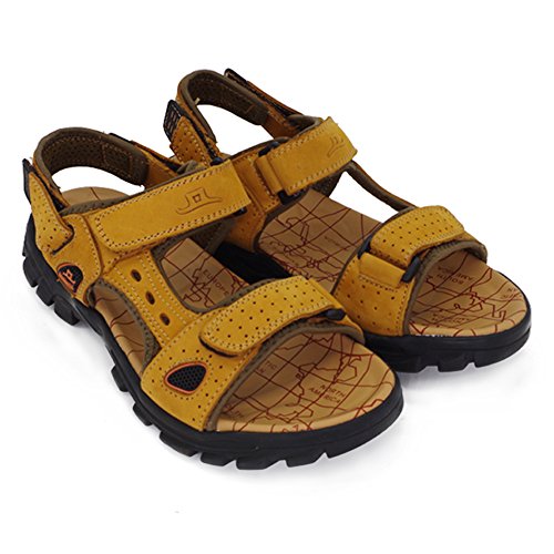 Sandalias Deportivas Verano Senderismo Hombres Chanclas Zapatos Trekking Cuero Playa Pescador Zapatillas Antideslizantes (43/44 EU, Amarillo 1)