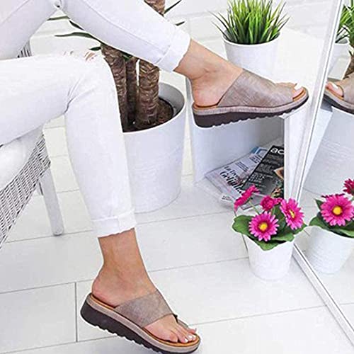 Sandalias Mujer Sandalias cómodas con plataforma Zapatos ortopédicos Cuero de PU Suela plana Punta grande Corrección del pie Sandalias ortopédicas Corrector de juanetes Diapositivas para familiares y