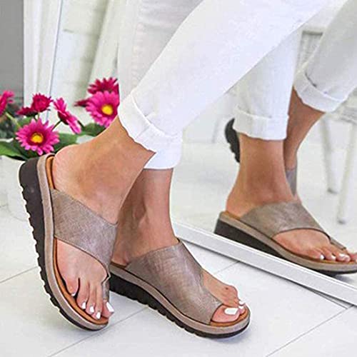 Sandalias Mujer Sandalias cómodas con plataforma Zapatos ortopédicos Cuero de PU Suela plana Punta grande Corrección del pie Sandalias ortopédicas Corrector de juanetes Diapositivas para familiares y