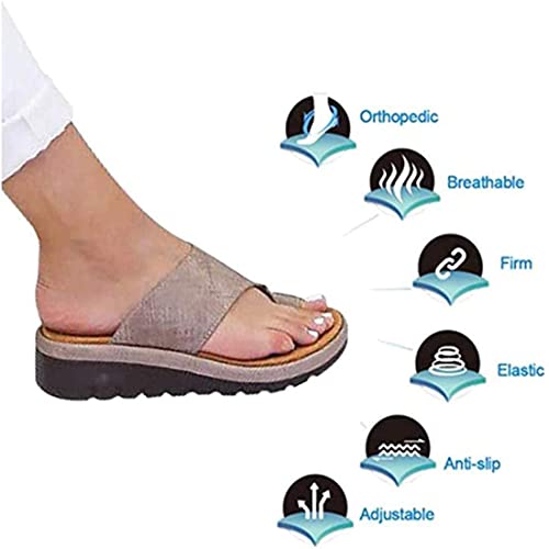 Sandalias Mujer Sandalias cómodas con plataforma Zapatos ortopédicos Cuero de PU Suela plana Punta grande Corrección del pie Sandalias ortopédicas Corrector de juanetes Diapositivas para familiares y