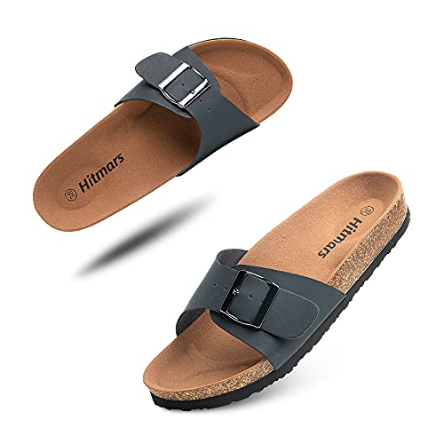 Sandalias Planas Mujer Chanclas Verano Mules Bio con Hebilla Punta Abierta Soporte del Arco Comodas Transparentes Negro Talla 39 EU