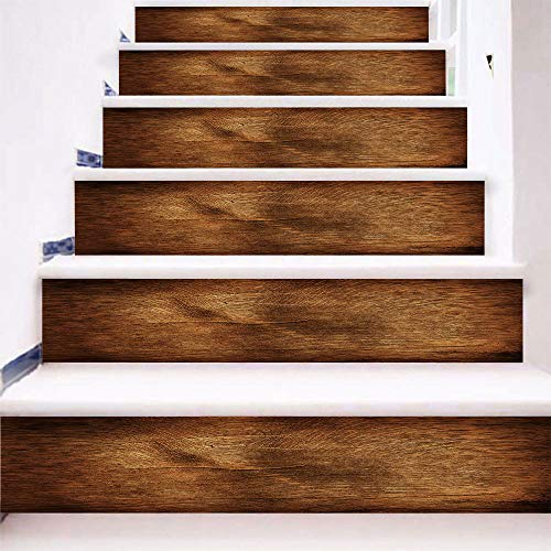 Sanhai 3D Escalera Adhesivos Pegatinas Simulación De La Textura De Madera del Patrón Huellas De Escalón Risers Etiquetas Desprendibles Murales para La Decoración del Hogar del Arte,B12pcs/set