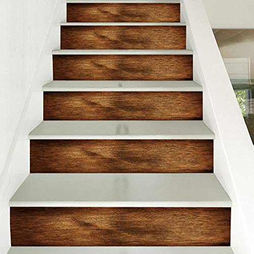 Sanhai 3D Escalera Adhesivos Pegatinas Simulación De La Textura De Madera del Patrón Huellas De Escalón Risers Etiquetas Desprendibles Murales para La Decoración del Hogar del Arte,B12pcs/set